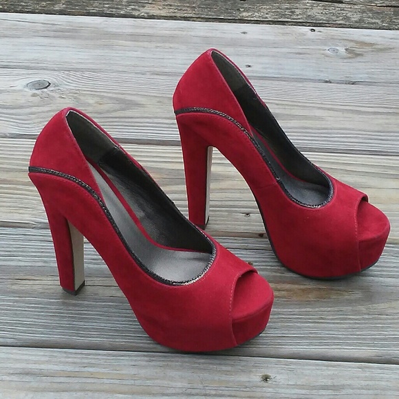 Michael Antonio Shoes - Michael Antonio Red Heels  faux suede